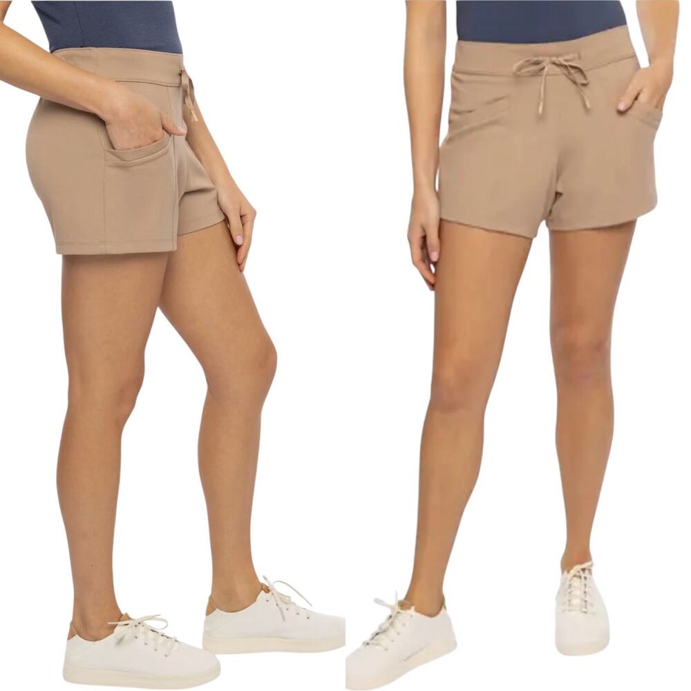 EUC Travis Mathew Friday SOFT Ponte Shorts in Natural Tan Beige Size Medium